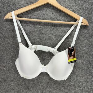 New Maidenform T-Shirt Bra Women 38B White Push Up Opaque Underwired Hook & Eye